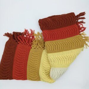 Vintage Shell Crochet Striped Afghan Blanket Throw